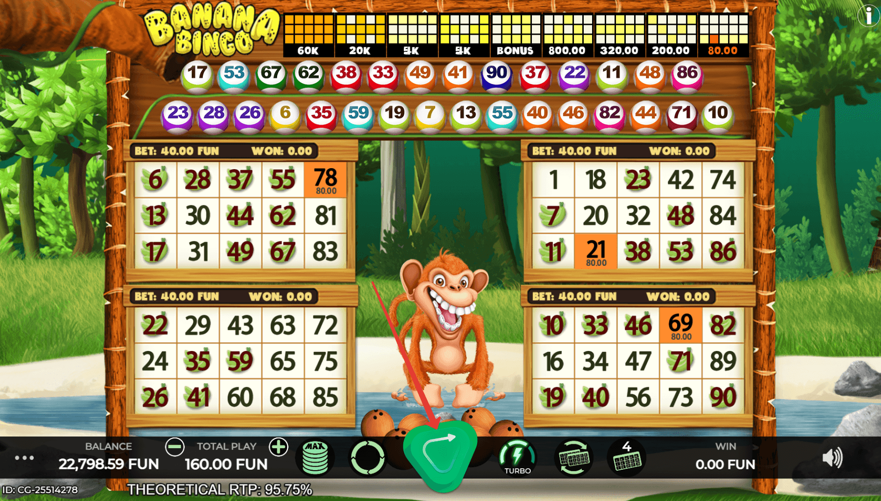 Inicio jogo Banana Bingo